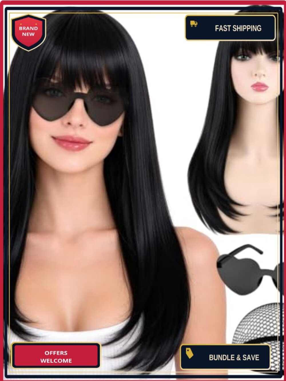 Layered Bob Wig with Bangs Heat Resistant Cosplay Party